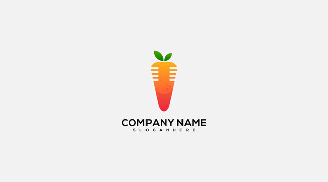 Fresh carrot vector logo design elemant template