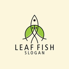 fish leaf logo icon,template,flet