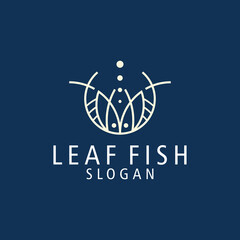 fish leaf logo icon,template,flet © Zayn