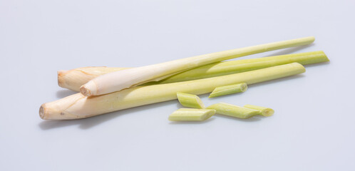 Lemongrass on white background ,Fresh Lemongrass-Thai herbs.