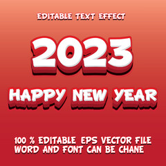 happy new year 2023 text effect editable vector file eps red white 3d chili sauce caption text