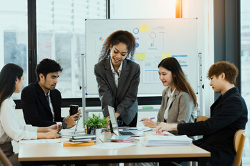 Asia business meetings team and business presentations to new projects, Consultations of business people working in meeting room, Brainstorming together to get ideas concept.
