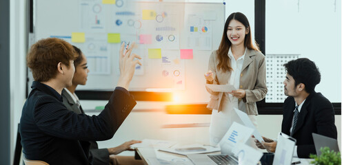 Asia business meetings team and business presentations to new projects, Consultations of business people working in meeting room, Brainstorming together to get ideas concept.

