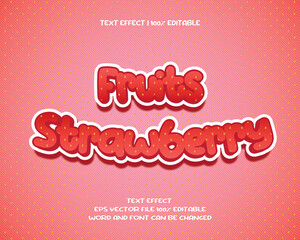 text effect editable vector eps file red strawberry fruit theme pink sweet girl