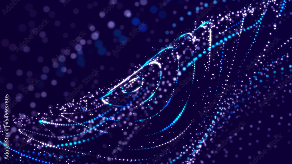 Aufkleber sci-fi background. digital wave with many particles. big data visualization. template for festive pr