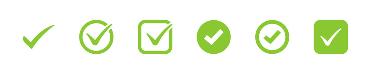 Check mark icon. Tick symbol set. Green and gray checkmark icons. Vector illustration ©  knockkknock