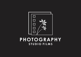 photography logo film studio with abstract flower
