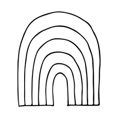 Obraz premium Single rainbow doodle illustration. Hand drawn clipart for card, design