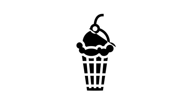 cherry ice cream line icon animation