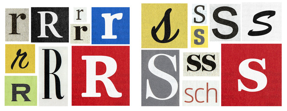 PNG Ransom note alphabet Paper cut letters R-S newspaper cutouts