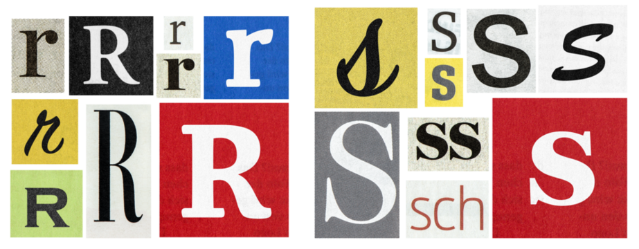 PNG Ransom note alphabet Paper cut letters R-S newspaper cutouts