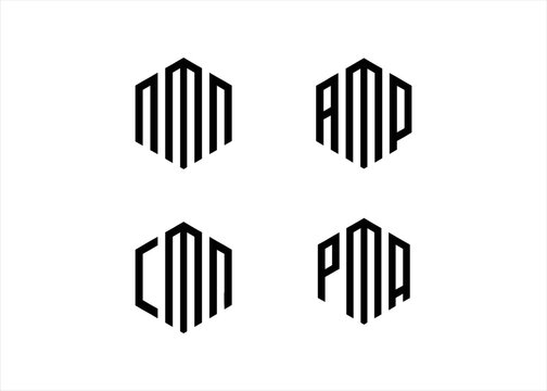 set hexagon letter logo design
