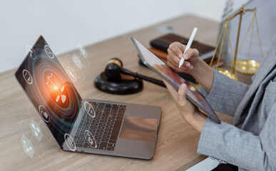 lawyer working on table office, law and justice concept, Selective focus, Law,