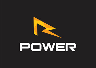 r logo design technology electric energy power concept