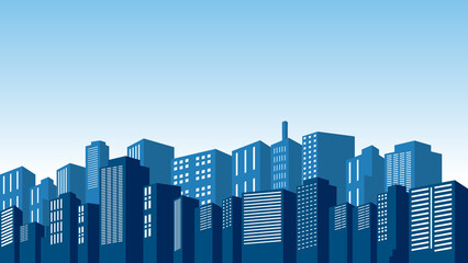 Fototapeta premium City of background building silhouette with blue sky.