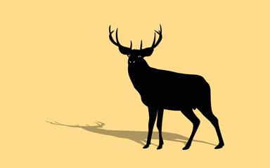 Silhouette Deer, Isolated on Color Background. Deer Logo, Template, Illustration Vector.
