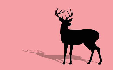 Silhouette Deer, Isolated on Color Background. Deer Logo, Template, Illustration Vector.