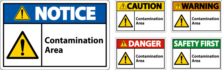 Contamination Area Warning Sign On White Background