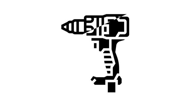 drill tool repair line icon animation