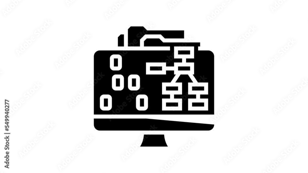 Poster system software line icon animation