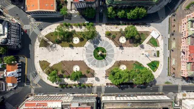 Top view timelapse of people moving on Plaza de Mayo in Buenos Aires