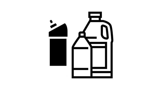 bottle packages plastic waste line icon animation