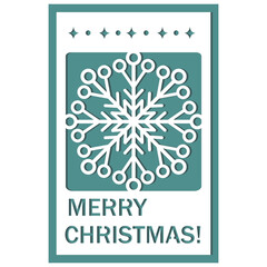 Multi-layered 3D Christmas card with an openwork snowflake in the papercut style, vector illustration, Laser cut paper