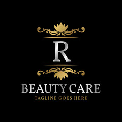 letter R initial luxury vector logo design