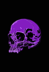 Purple color skull vector illustration