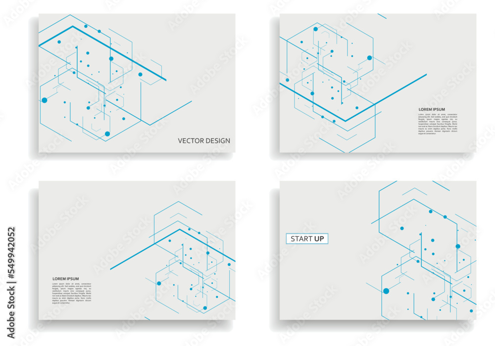 Poster science network pattern. connecting lines and dots on simple background. vector cover templates for 