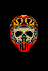 Skull with helmet race vector illustration