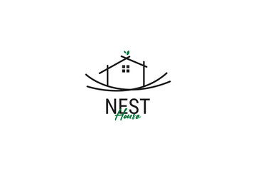 Flat nest home logo design vector template illustration