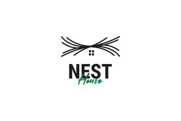 Flat nest home logo design vector template illustration