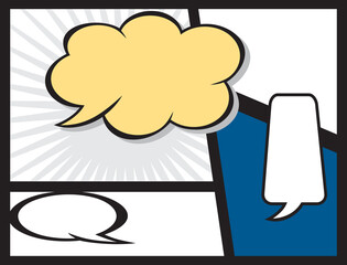 Comic speech bubbles and comic strip . Vector Retro Comic Book Speech Bubbles, Vector Illustration.