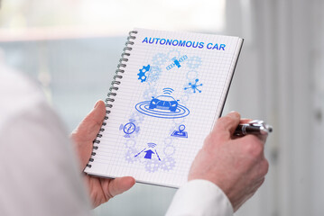 Autonomous car concept on a notepad
