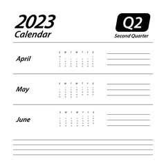 Q2 Second Quarter of 2023 Calendar
