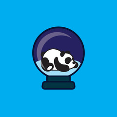 combination vector illustration of panda in glass ball.