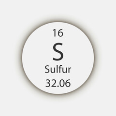Sulfur symbol. Chemical element of the periodic table. Vector illustration.