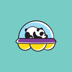icon logo vector combination of panda and ufo.