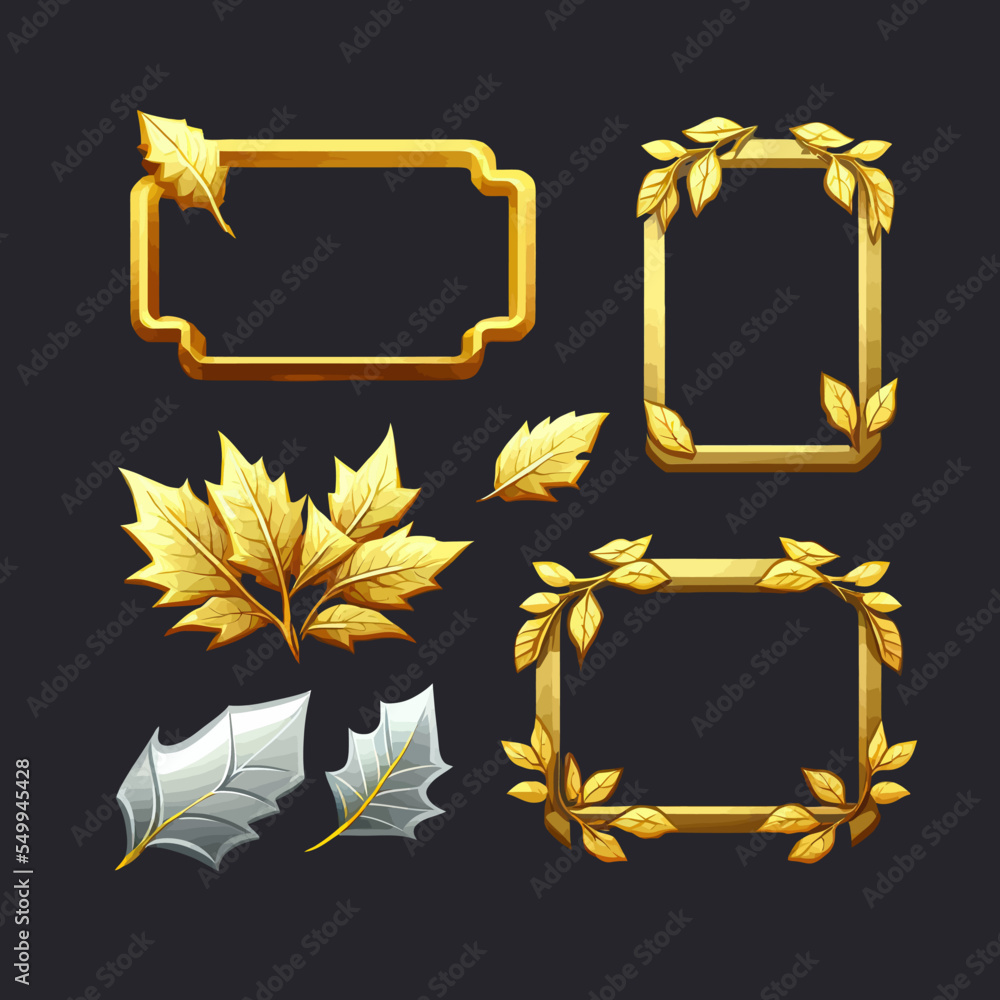 Poster empty rectangle frames in medieval style for game ui design. a beautiful fantastic children's play t