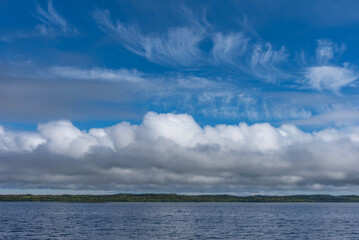 Panoramic view of the White Sea near the Solovetsky Islands, Russia