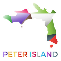 Bright colored Peter Island shape. Multicolor geometric style island logo. Modern trendy design. Elegant vector illustration.