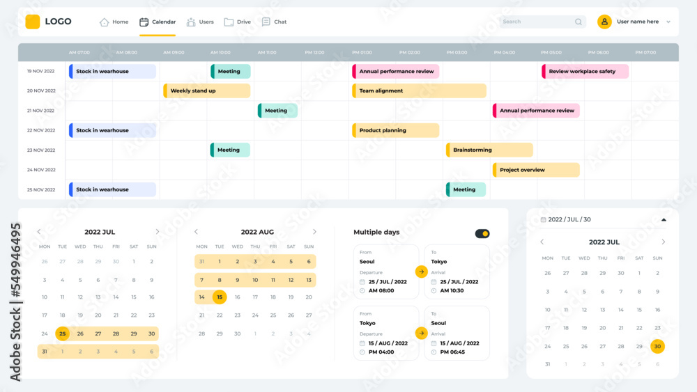 Poster basic ui design calendar schedule planning elements