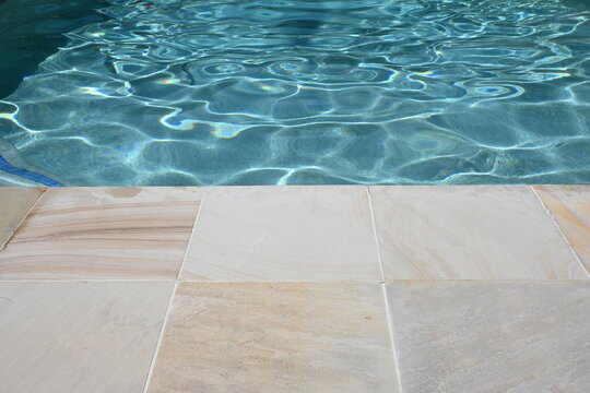 Sandstone tile and pool