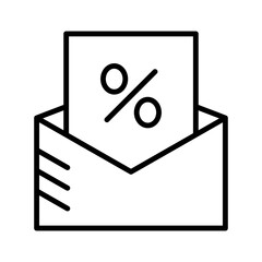 Email advertising promotion icon, discount sales envelope.