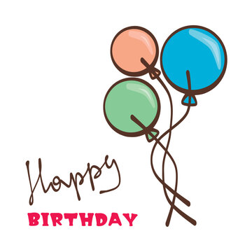 Happy Birthday. Greeting card with the image of balloons