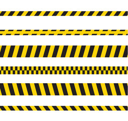 Set of warning tape for construction. Warning barrier vector set.
