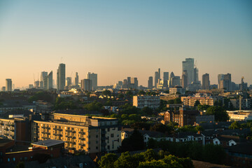 Fototapeta na wymiar Elevated View of London Skyline during sunset, UK