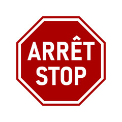 Red Bilingual Arret (