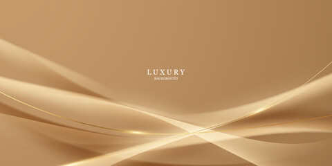 Elegant brown background with luxury golden elements Modern 3D Abstract Vector Illustration Design